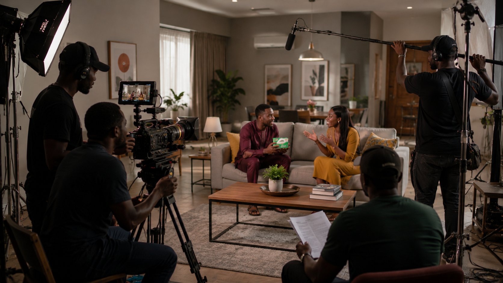 Behind the scenes of a TV commercial production shoot in Nigeria